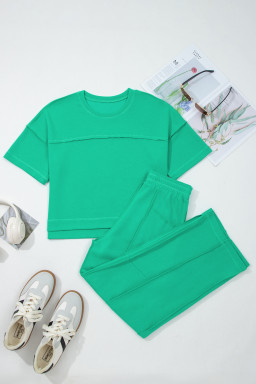 Mint Green Drop Shoulder Boxy Tee and Barrel Pants Set