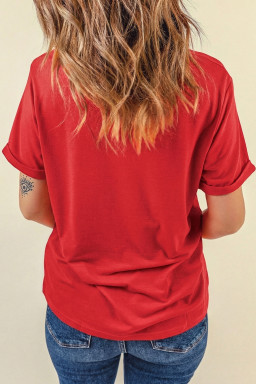 Red Game Day Basketball Distressed Print Tee