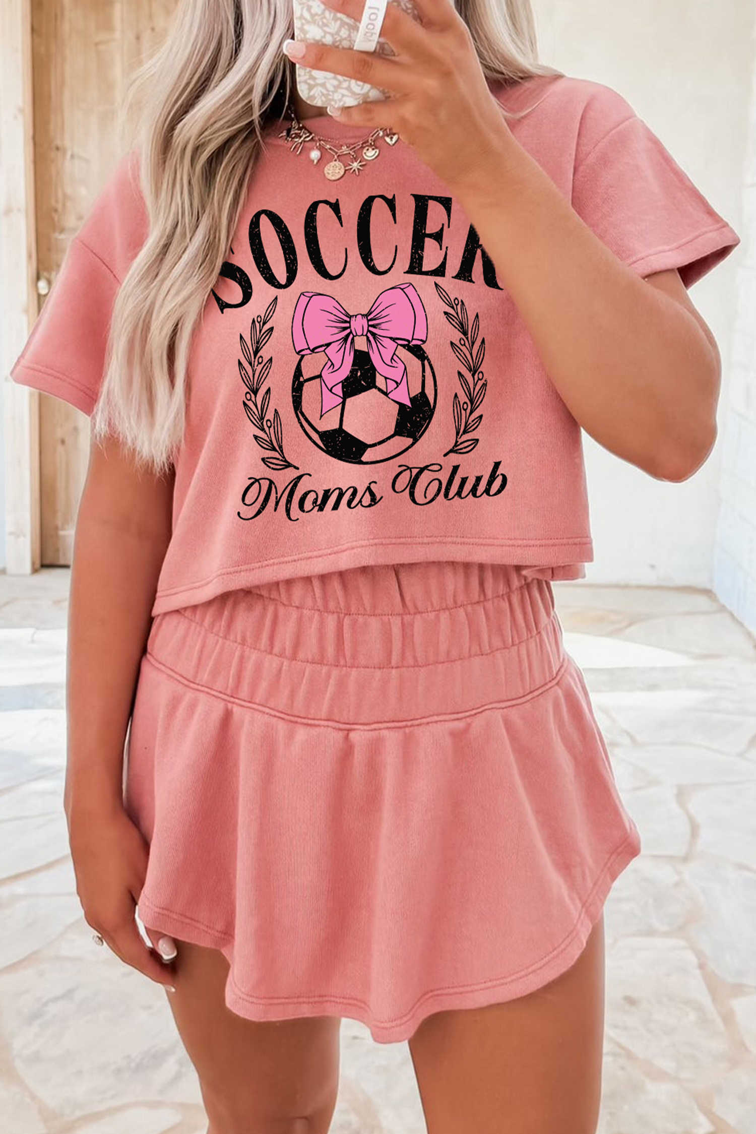 Blossom SOCCER Moms Club Cropped Tee Ruffled Skort 2pcs Outfit