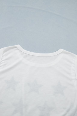 White Vintage Stars and Stripes Printed Casual Tank Top