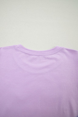 Orchid Petal Sequined MARDI GRAS Graphic Patchwork T Shirt