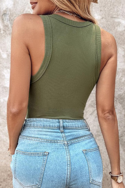 Four Leaf Clover Slim Ribbed Padded Tank Top