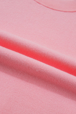 Pink Scalloped Hem 3/4 Sleeve Sweater Top