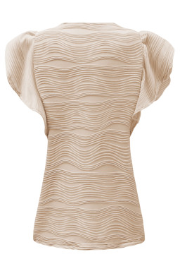 Casual Wavy Textured Ruffle Sleeve Top