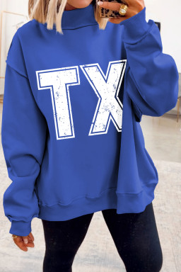 Dark Blue TX/ TEXAS Double Side Printed Reversible Sweatshirt