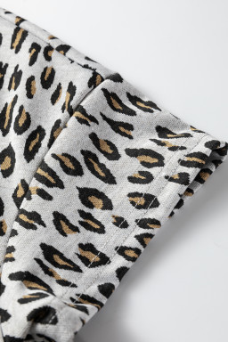 Beige Leopard Print Casual Tee and Pants 2pcs Outfit