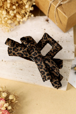 Chestnut Vintage Leopard Cloth Wrap Durable Plastic Hair Claw Clip