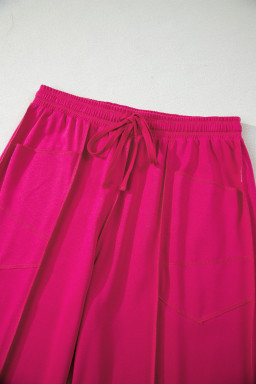 Rose Red Drop Shoulder Boxy Tee and Barrel Pants Set