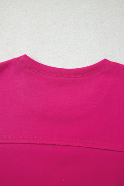 Rose Red Drop Shoulder Boxy Tee and Barrel Pants Set