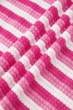 Sachet Pink Textured Knit Short Sleeve Crossed Detail Tee