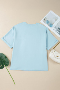 Beau Blue Plus Size Patriotic Bow Patchwork Graphic T-Shirt