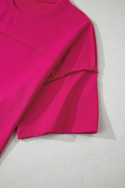 Rose Red Drop Shoulder Boxy Tee and Barrel Pants Set