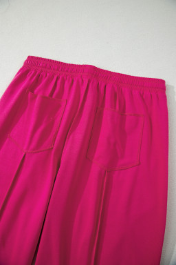 Rose Red Drop Shoulder Boxy Tee and Barrel Pants Set