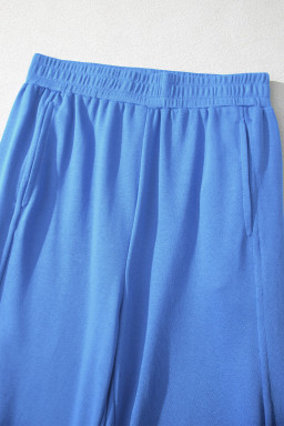 Sky Blue Slim Ribbed Tank Top and Sweatpants Set