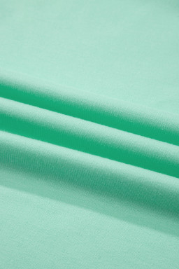 Mint Green Solid V-Neck Tee and Drawstring Plus Size Pants Set
