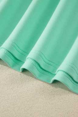 Mint Green Solid V-Neck Tee and Drawstring Plus Size Pants Set