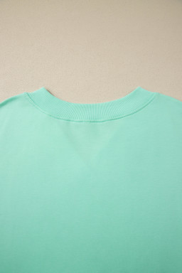 Mint Green Solid V-Neck Tee and Drawstring Plus Size Pants Set