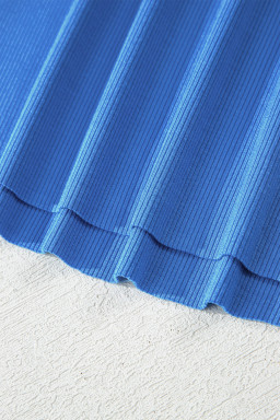 Sky Blue Slim Ribbed Tank Top and Sweatpants Set