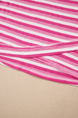 Sachet Pink Textured Knit Short Sleeve Crossed Detail Tee