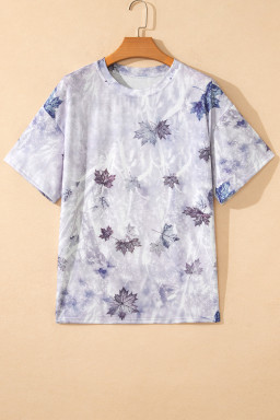 Gray Camouflage Woodland Print Drop Shoulder Tunic Tee