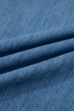 Dusk Blue Ruffled Short Sleeve Denim Shirt