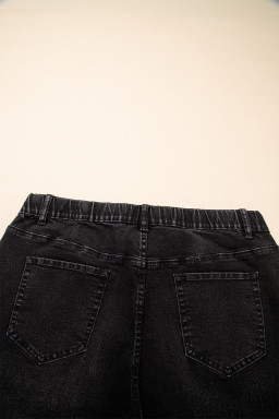 Black Acid Wash Contrast Lace-up Plus Size Jeans
