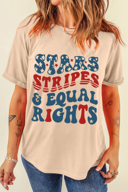 Khaki STARS STRIPES & EQUAL RIGHTS Retro 4th Of July T Shirt