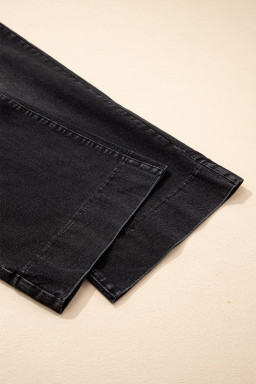 Black Acid Wash Contrast Lace-up Plus Size Jeans