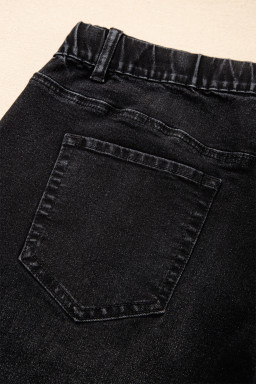Black Acid Wash Contrast Lace-up Plus Size Jeans