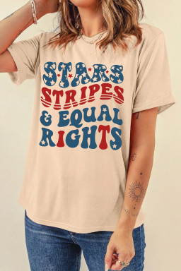 Khaki STARS STRIPES & EQUAL RIGHTS Retro 4th Of July T Shirt