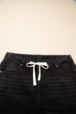 Black Acid Wash Contrast Lace-up Plus Size Jeans