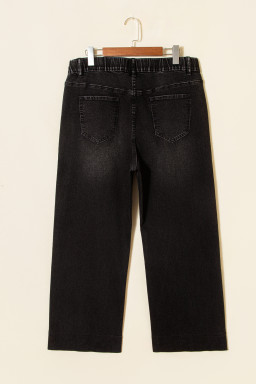 Black Acid Wash Contrast Lace-up Plus Size Jeans