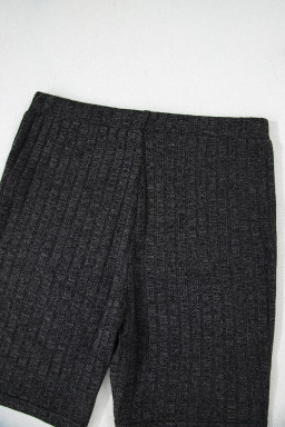 Black Soft Ribbed Loose Tee Slim Shorts 2pcs Sporty Set