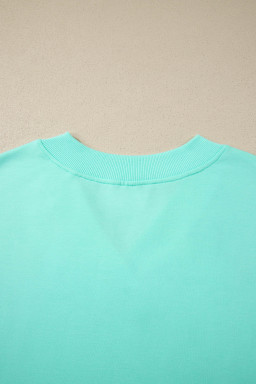 Mint Green V Neck Short Sleeve Top Drawstring Shorts 2pcs Set