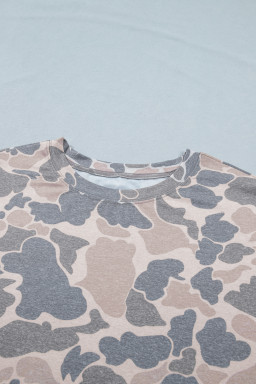 Multicolour Retro Camouflage Print Plus Size T Shirt