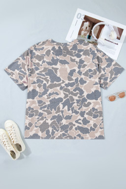 Multicolour Retro Camouflage Print Plus Size T Shirt
