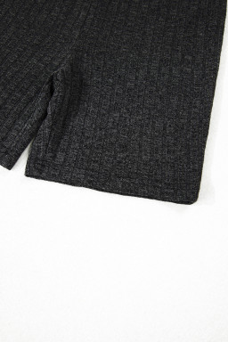 Black Soft Ribbed Loose Tee Slim Shorts 2pcs Sporty Set