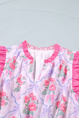Purple Tiered Ruffles Sleeveless Summer Floral Dress