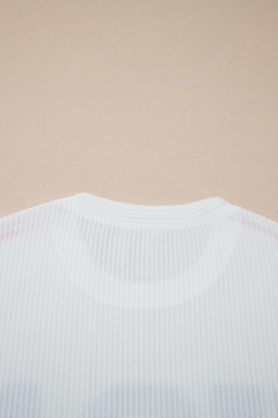 White USA Graphic Half Sleeve Loose Ribbed Top