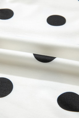 White Plus Size Polka Dot Printed Tank Split Skort 2pcs Outfit