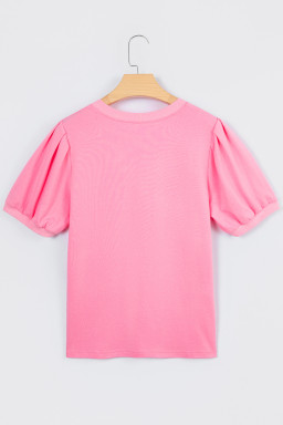 Bonbon Floral MAMA Lettering Sequin Bow V Neck Top