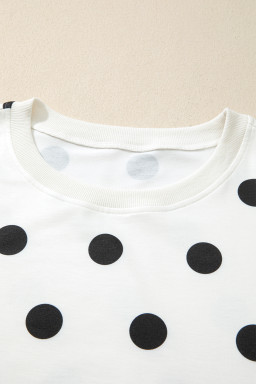 White Plus Size Polka Dot Printed Tank Split Skort 2pcs Outfit