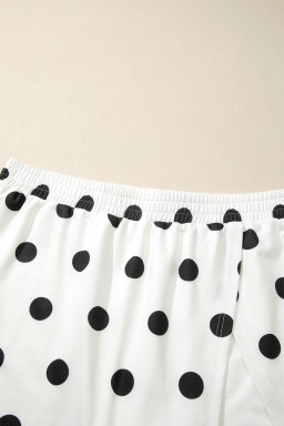 White Plus Size Polka Dot Printed Tank Split Skort 2pcs Outfit