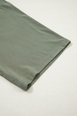 Laurel Green Solid Color Oversize Tee Tie Wrap Mini Skort 2pcs Set