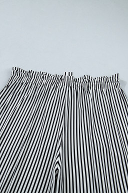 Black Stripe Plus Size Loose Straight Casual Pants