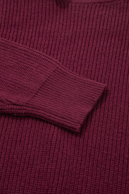 Burgundy Lace Bowknot Asymmetric Neck Sweater