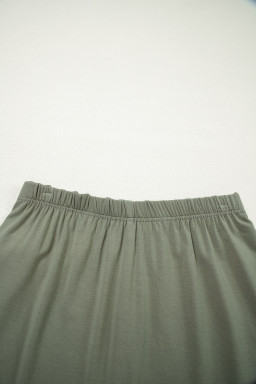 Laurel Green Solid Color Oversize Tee Tie Wrap Mini Skort 2pcs Set