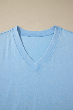 Beau Blue Mineral Wash V Neck Tee Matching Skort Set