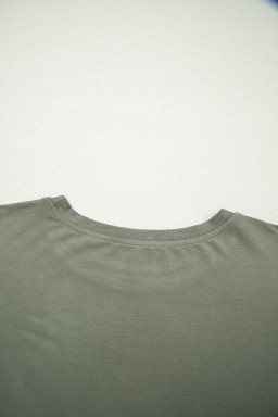 Laurel Green Solid Color Oversize Tee Tie Wrap Mini Skort 2pcs Set