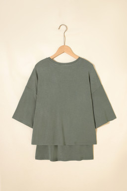 Laurel Green Solid Color Oversize Tee Tie Wrap Mini Skort 2pcs Set